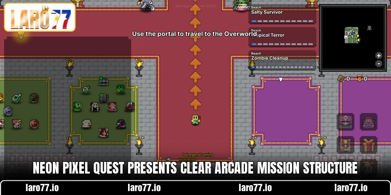 Neon Pixel Quest presents clear arcade mission structure Neon Pixel Quest presents clear arcade mission structure