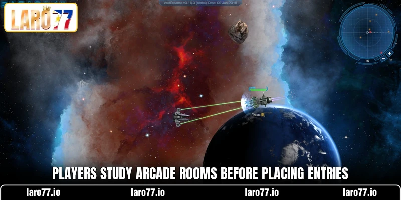 Players study arcade rooms before placing entries Players study arcade rooms before placing entries