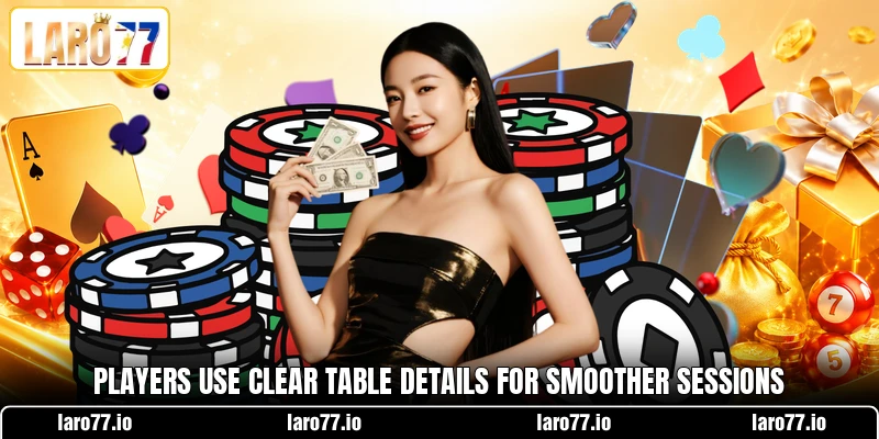 Players use clear table details for smoother sessions Players use clear table details for smoother sessions