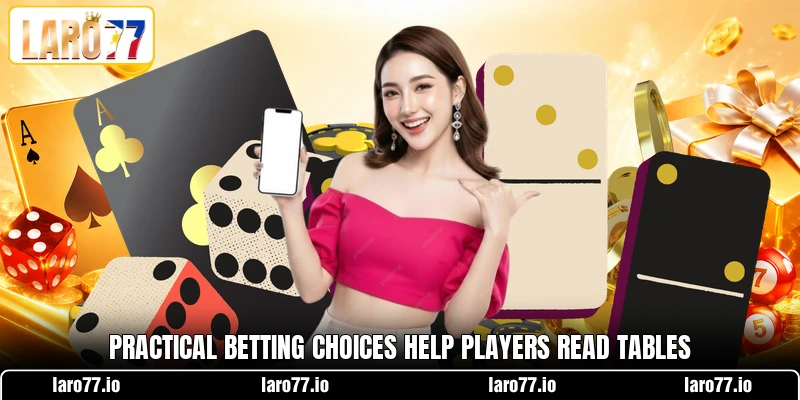 Practical betting choices help players read tables Practical betting choices help players read tables