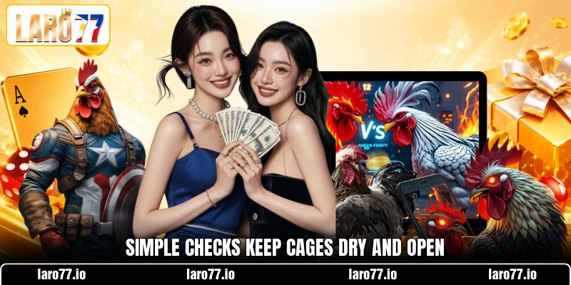 Simple checks keep cages dry and open Simple checks keep cages dry and open